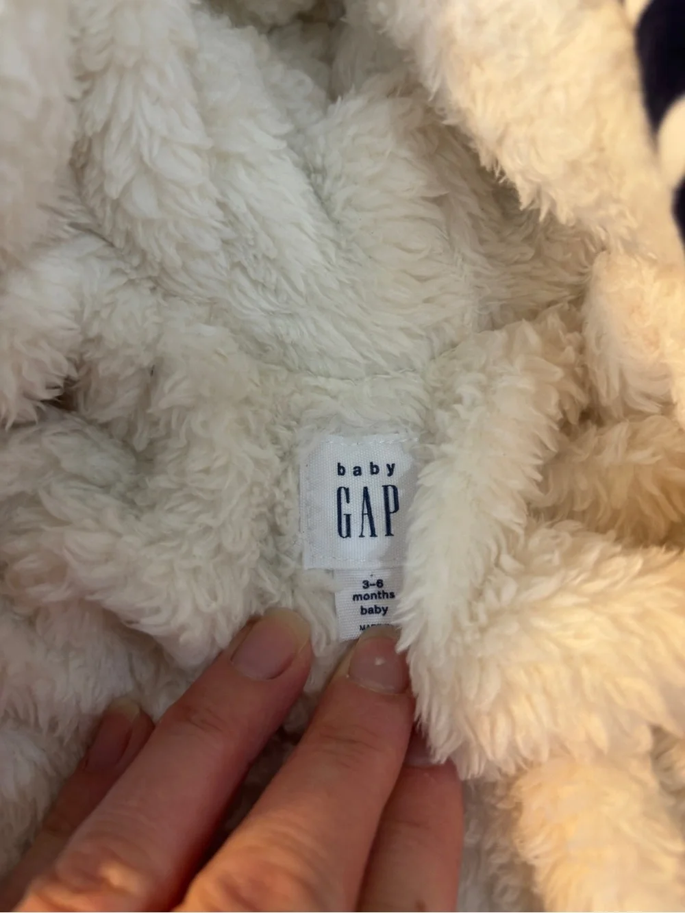 Baby Gap Navy White Striped Sherpa Lined Hooded Pram Suit Bunting 3-6m Bear